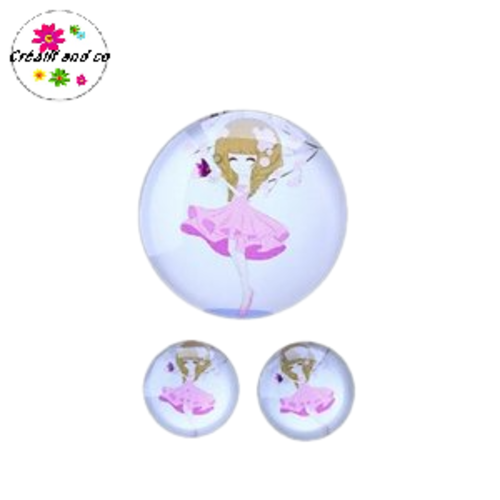 Lot cabochon petite fille 25mm et 2 cabochons 12mm