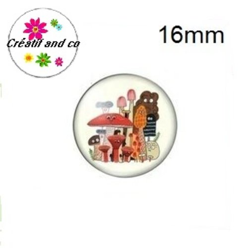 X2 cabochons chamipgnons 16mm