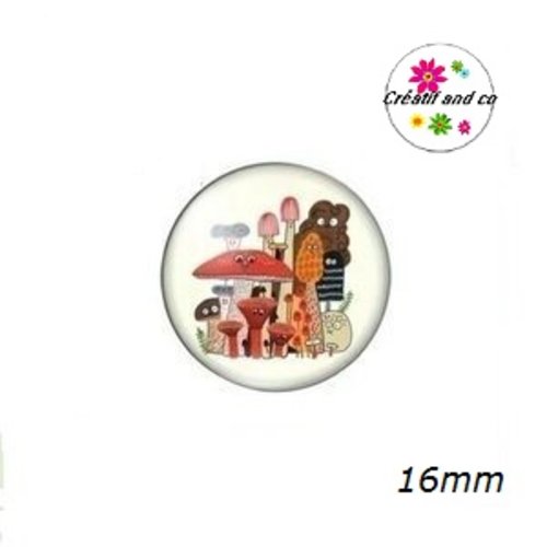 X2 cabochons chamipgnons 16mm