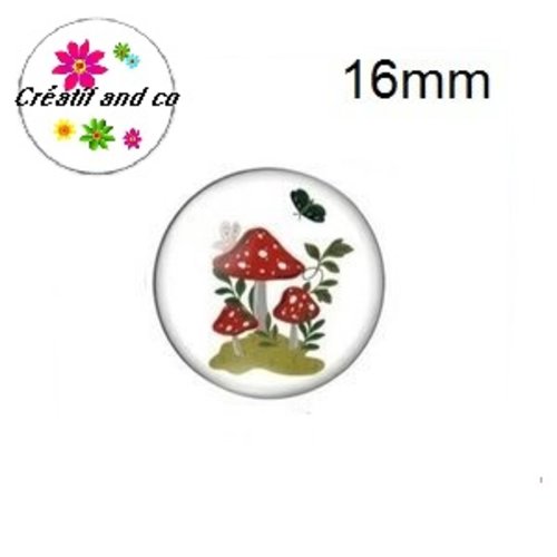 X2 cabochons chamipgnons 16mm