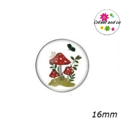 X2 cabochons chamipgnons 16mm