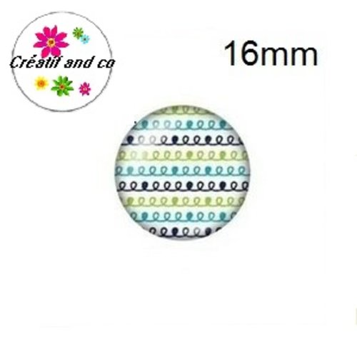 X2 cabochons bleu,vert,blanc 16mm