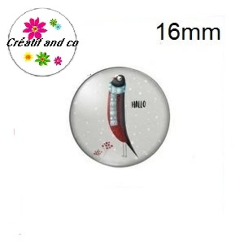X2 cabochons oiseau 16mm