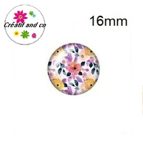 X2 cabochons fleuris 16mm