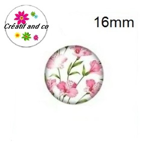 X2 cabochons fleuris 16mm