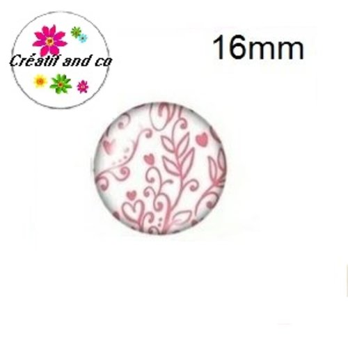 X2 cabochons fleuris 16mm