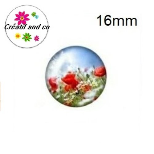 X2 cabochons fleurs rouges 16mm
