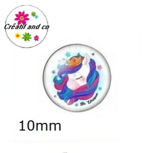 X2 cabochons licorne 10mm