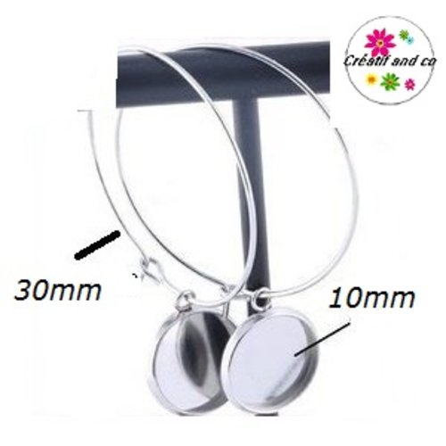 Créoles 30mm et son support cabochon 10mm