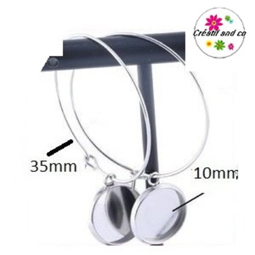 Créoles 35mm et son support cabochon 10mm