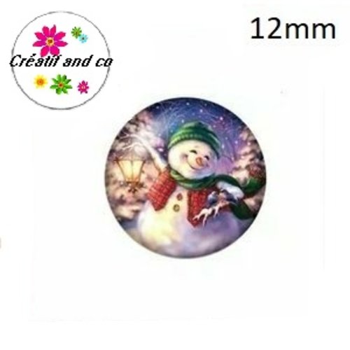 X2 cabochons bonhomme de neige 12mm