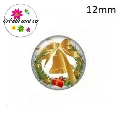 X2 cabochons cloche de noël 12mm