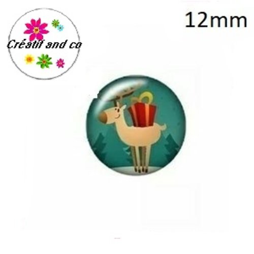 X2 cabochons cerf 12mm