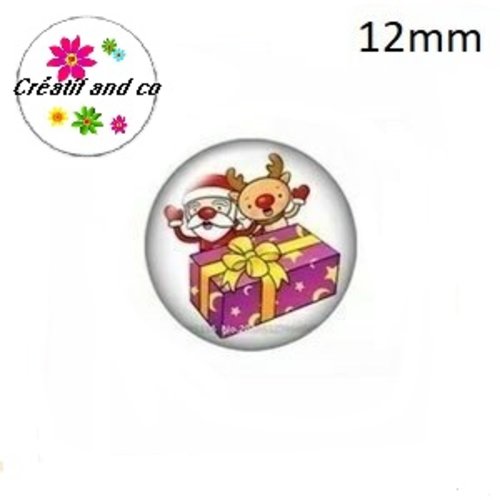 X2 cabochons père noël et cerf 12mm