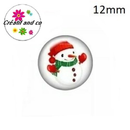 X2 cabochons bonhomme de neige 12mm