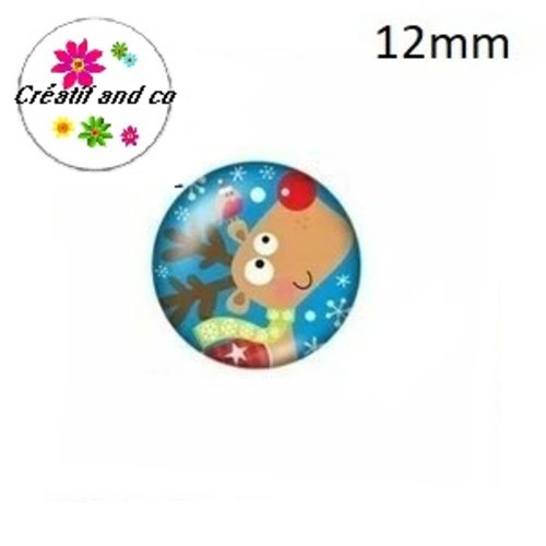 X2 cabochons cerf 12mm