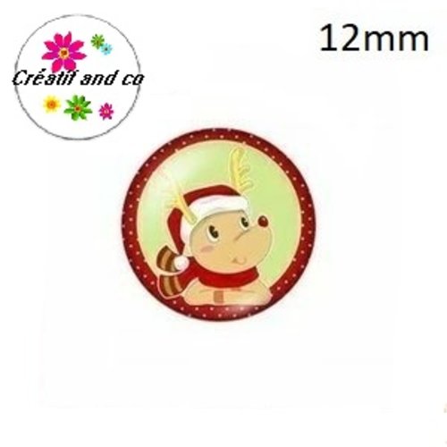 X2 cabochons cerf 12mm