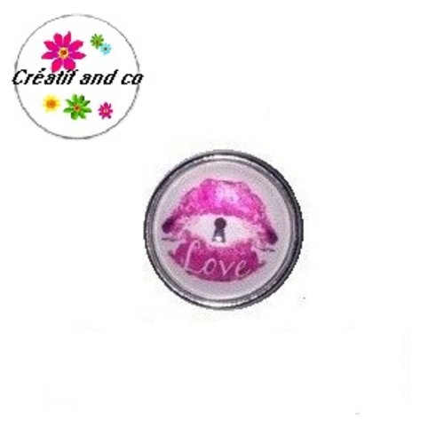 Bouton pression  kiss rose et serrure