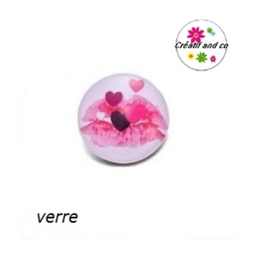 Bouton pression  kiss rose et coeur