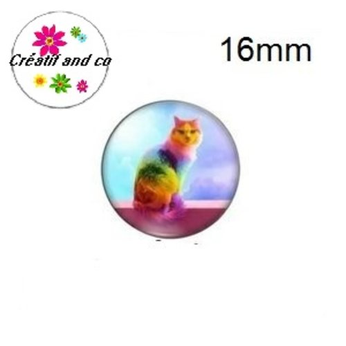 X2 cabochons chat assis coloré 16mm
