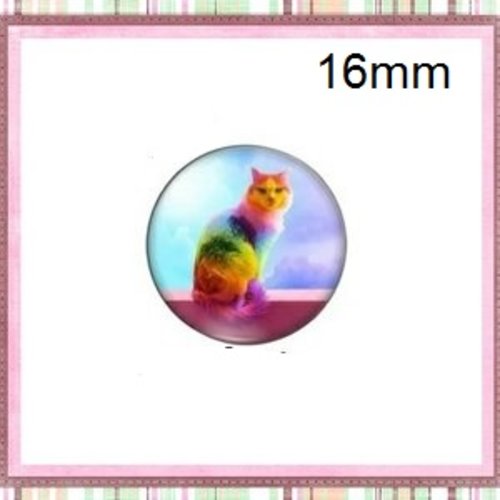 X2 cabochons chat assis coloré 16mm