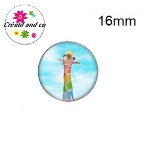 X2 cabochons girafe colorée 16mm