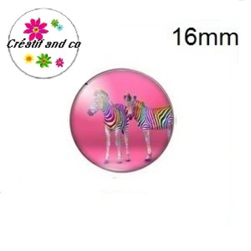 X2 cabochons duo de zèbres colorés 16mm