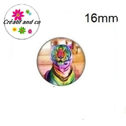 X2 cabochons tigre coloré 16mm
