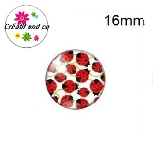 X2 cabochons nuée de coccinelle 16mm