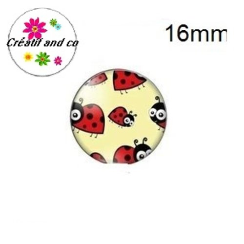 X2 cabochons nuée de coccinelle 16mm