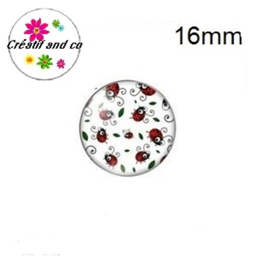 X2 cabochons nuée de coccinelle 16mm