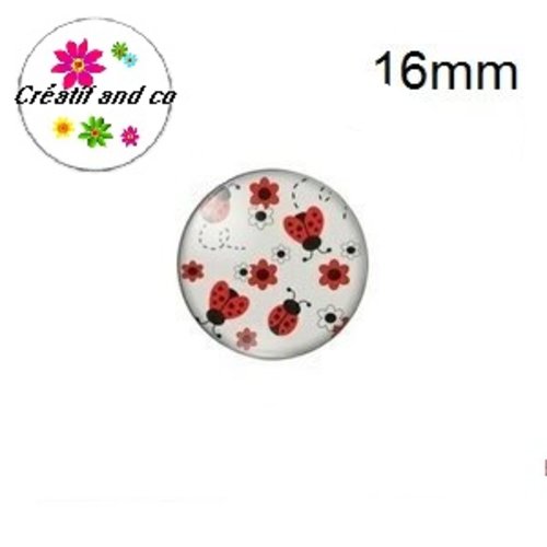 X2 cabochons nuée de coccinelle 16mm