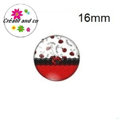 X2 cabochons nuée de coccinelle 16mm