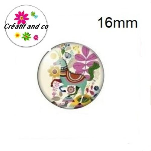 X2 cabochons licorne colorée 16mm