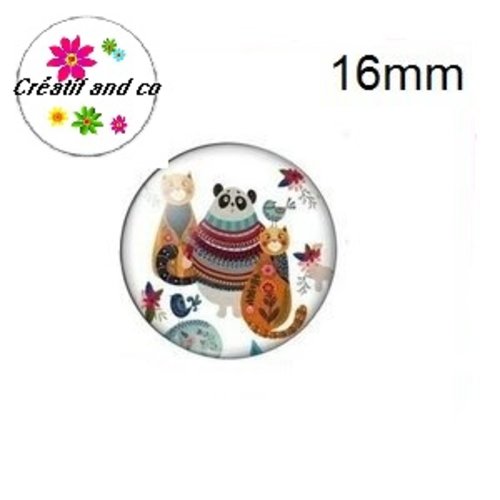 X2 cabochons animaux colorés 16mm