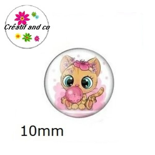 X2 cabochons chat 10mm
