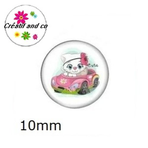 X2 cabochons chat 10mm