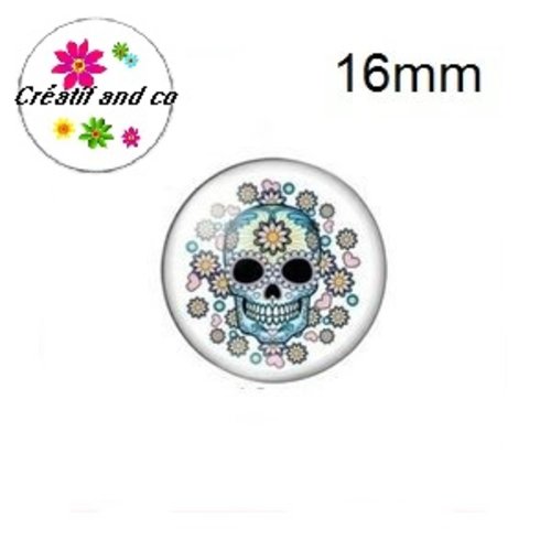 X2 cabochons tête de mort mexicaine 16mm