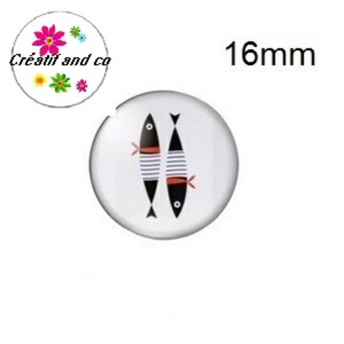 X2 cabochons duo de poissons 16mm