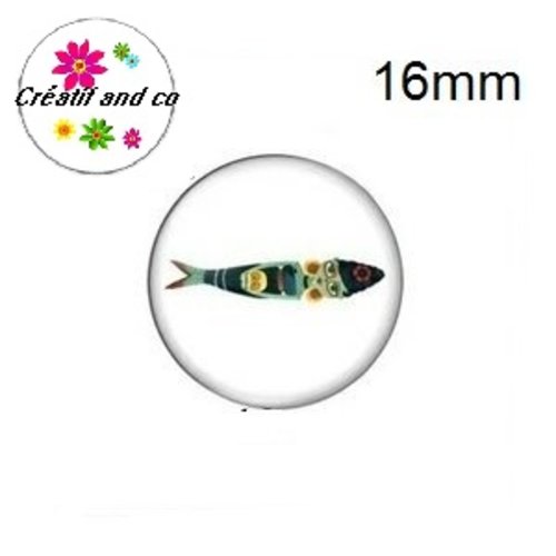 X2 cabochons poisson 16mm
