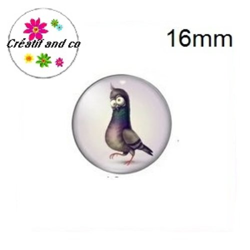 X2 cabochons oiseau 16mm