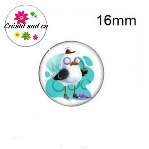 X2 cabochons oiseau 16mm