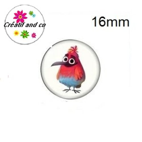 X2 cabochons oiseau 16mm