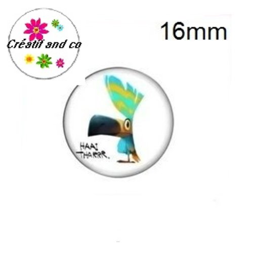 X2 cabochons oiseau 16mm