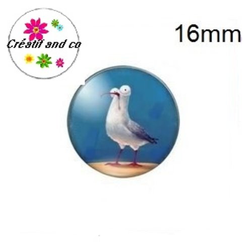 X2 cabochons oiseau 16mm