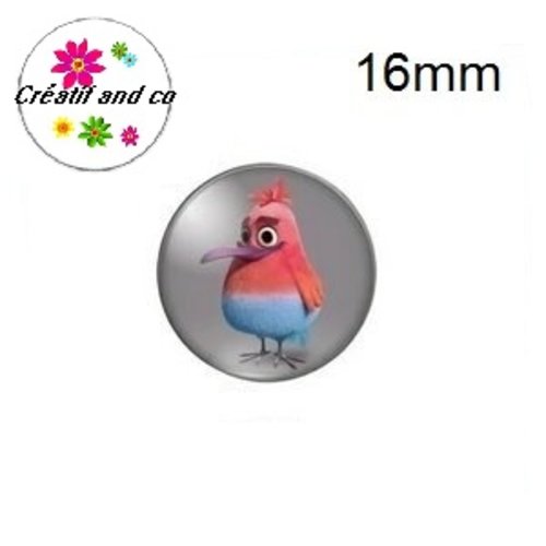 X2 cabochons oiseau 16mm
