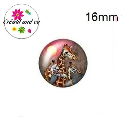 X2 cabochons girafe en famille 16mm