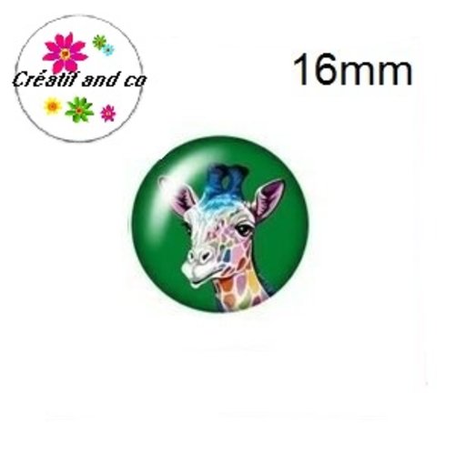 X2 cabochons girafe colorée 16mm