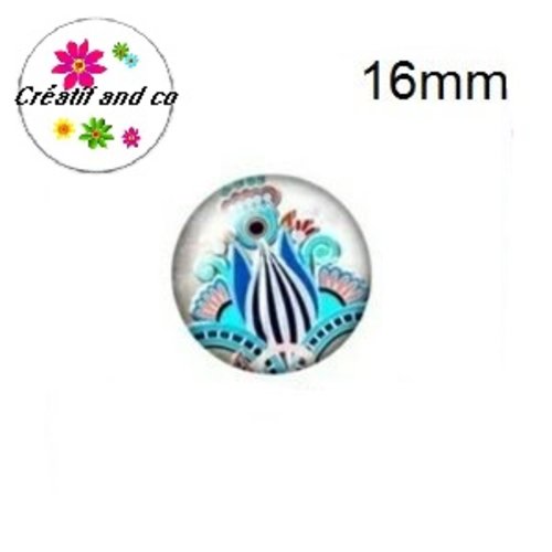 X2 cabochons fleuris 16mm