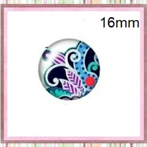 X2 cabochons fleuris 16mm